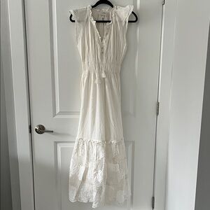 White Boho Maxi Dress with Crochet Trim
